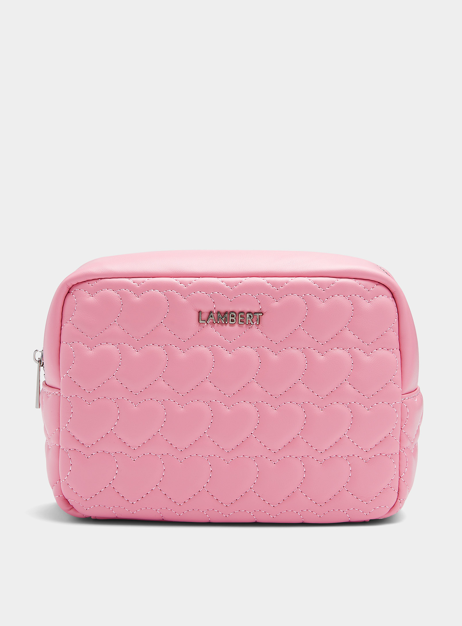 Lambert Rosie Topstitched Hearts Cosmetic Case In Pink