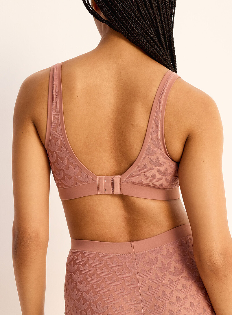 Adidas Originals Taupe Embossed logo bralette for women