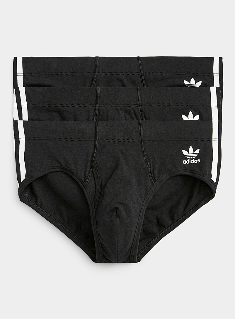 Adidas Originals Black Accent-stripe black briefs 3-pack for men