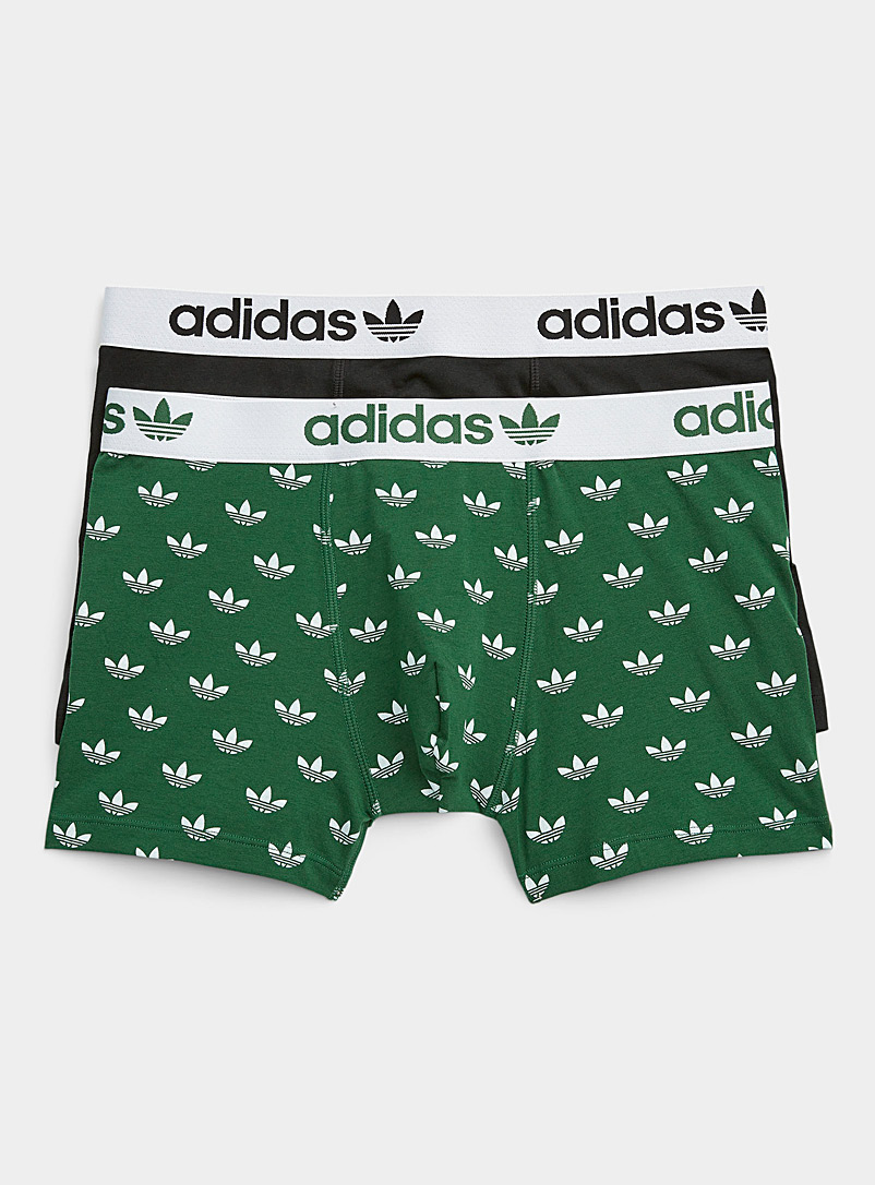 Adidas Originals: Les boxeurs courts bande contraste Emballage de 2 Vert à motifs pour homme