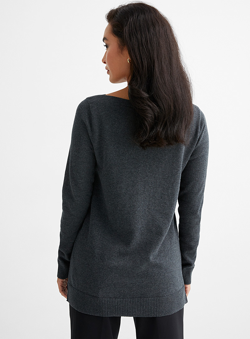 Contemporaine Charcoal Patch pocket tunic sweater for women