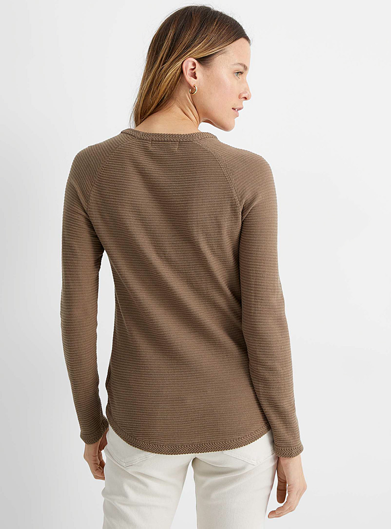 Contemporaine Sand Braided edging rib-knit sweater for women