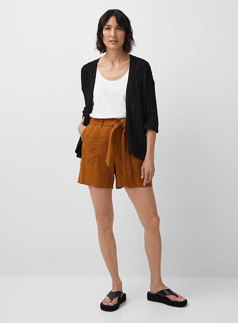 Openwork knit open cardigan 