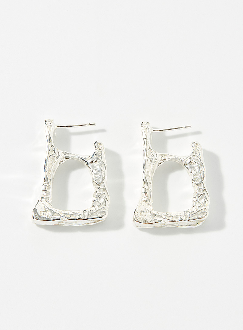 Released From Love Silver Small twisted silver hoops for women