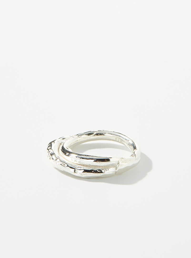 Released From Love Silver Interlaced hammered ring for women