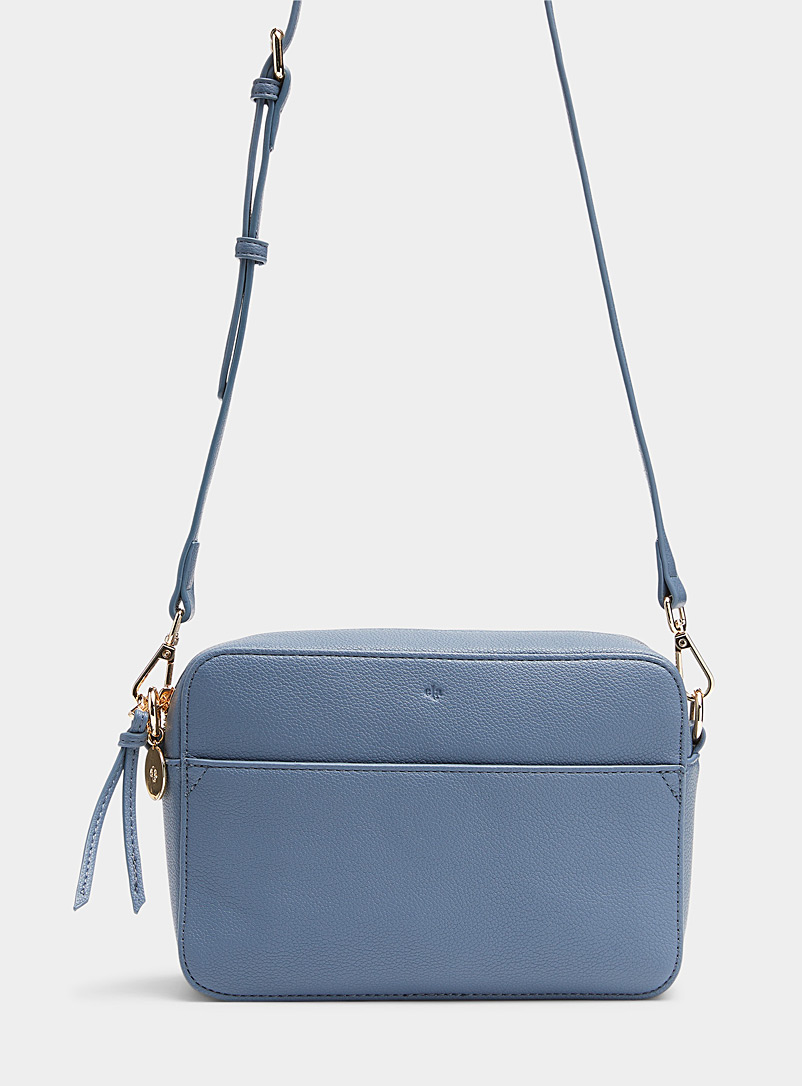 Ela Slate Blue Small Bloom pebbled boxy bag for women