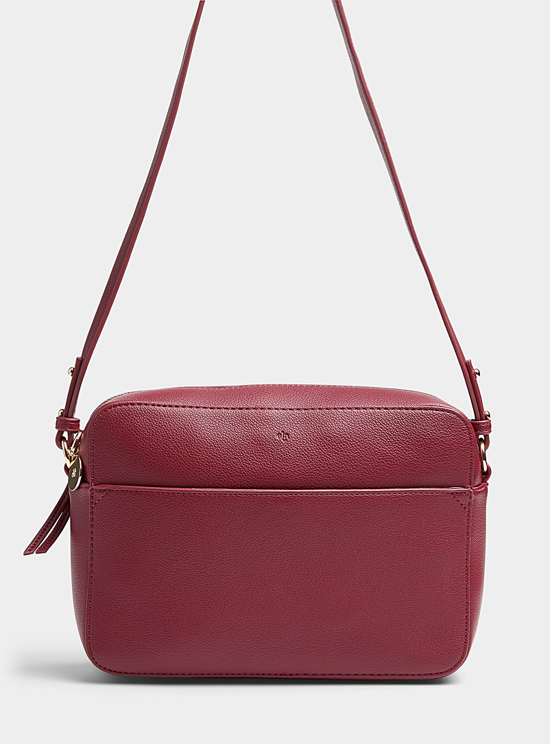 Ela Ruby Red Bloom pebbled boxy bag for women