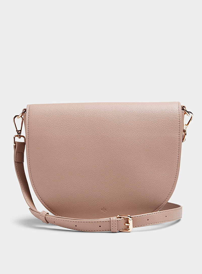 Ela Light Brown Small pebbled saddle bag for women