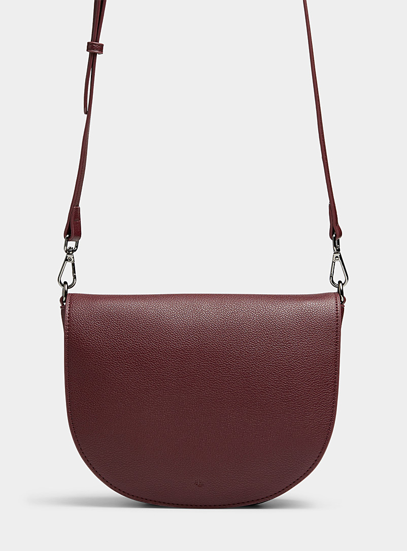 Ela Cherry Red Small pebbled saddle bag for women