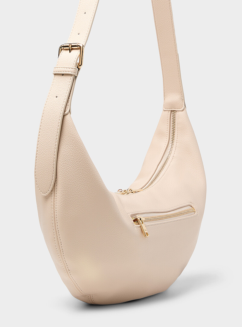Ela Black Minimalist half-moon hobo bag for women
