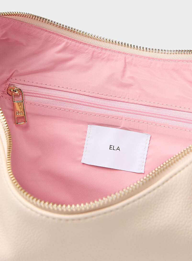 Ela Black Minimalist half-moon hobo bag for women