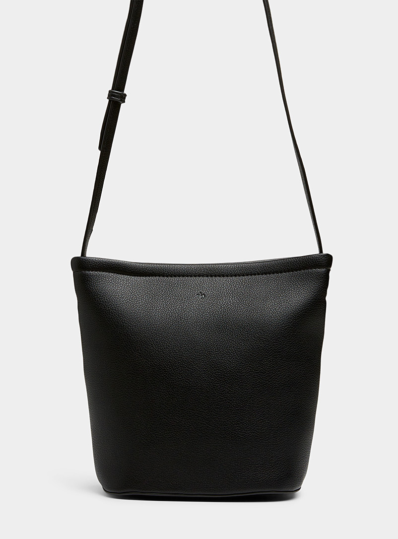 Ela Black Mia small pebbled bucket bag for women