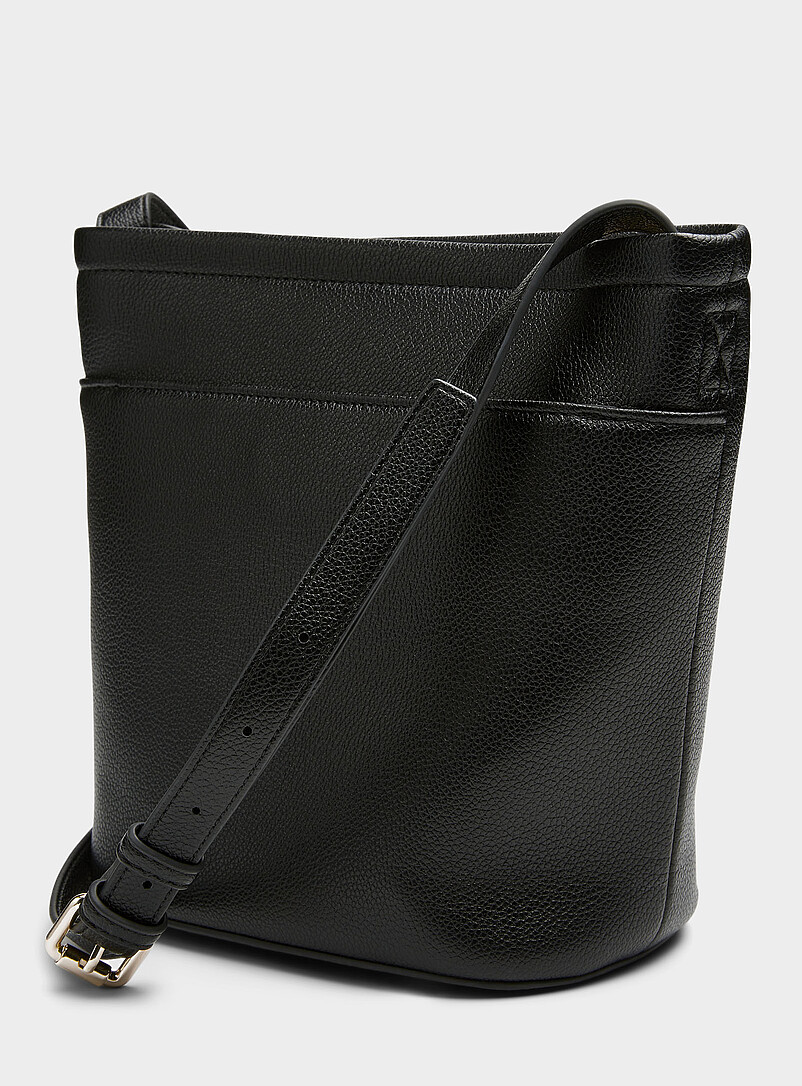 Ela Black Mia small textured bucket bag for women