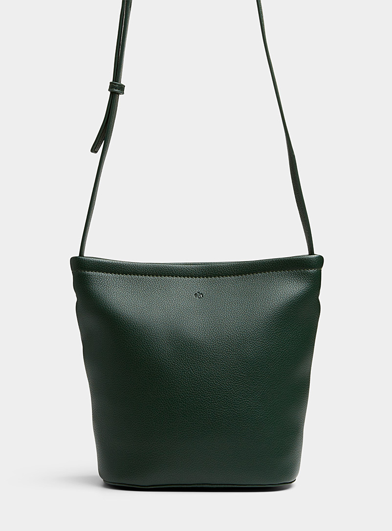 Ela Mossy Green Mia small pebbled bucket bag for women