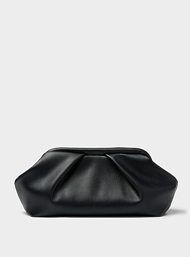 Pleated pebbled evening bag