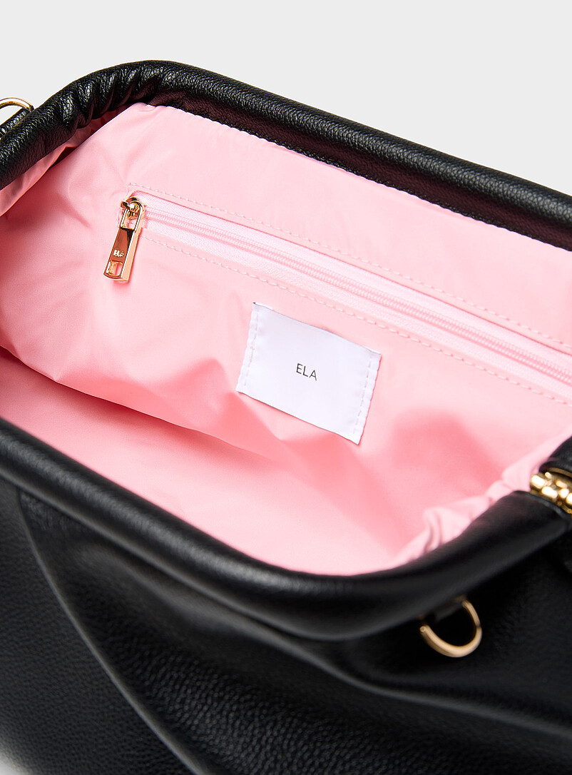 Ela: Le sac de soir&eacute;e grenu pliss&eacute; Noir pour femme
