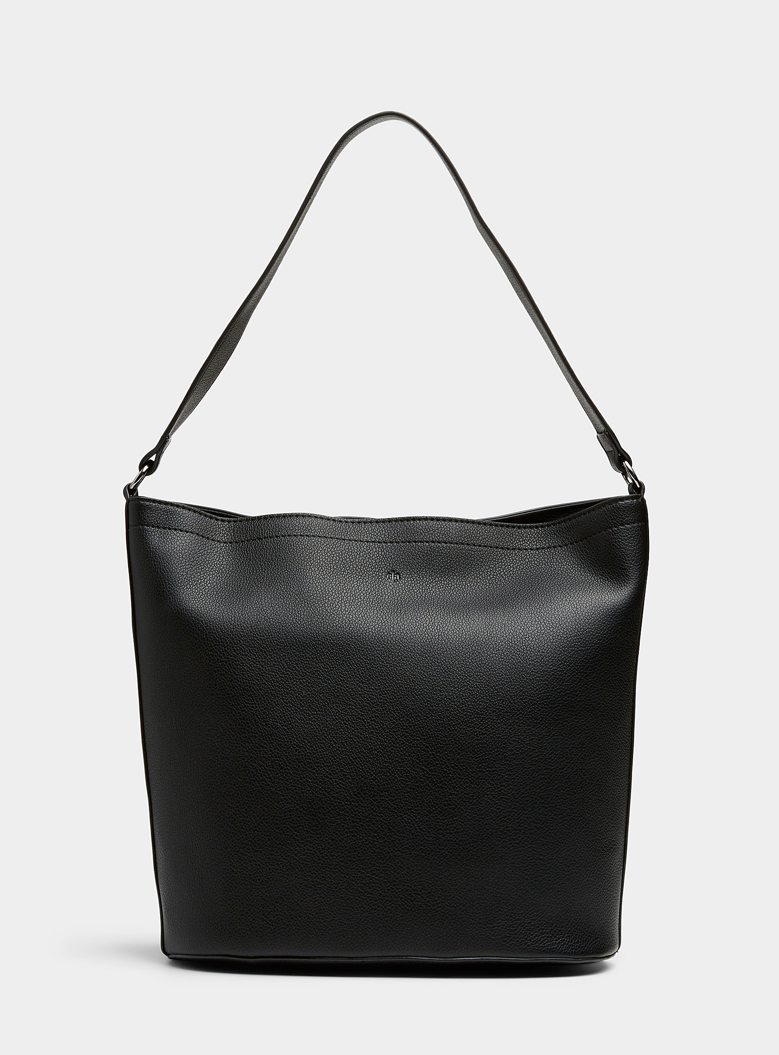 Ela Mia Pebbled Bucket Bag In Black