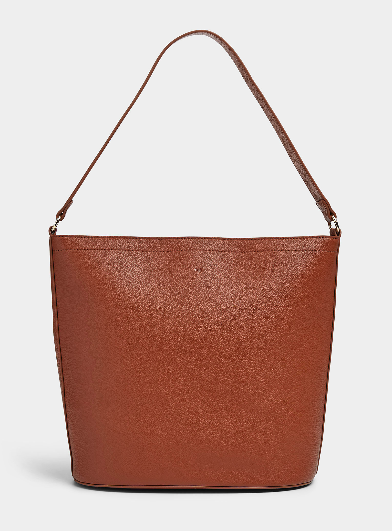 Ela Mia Pebbled Bucket Bag In Brown