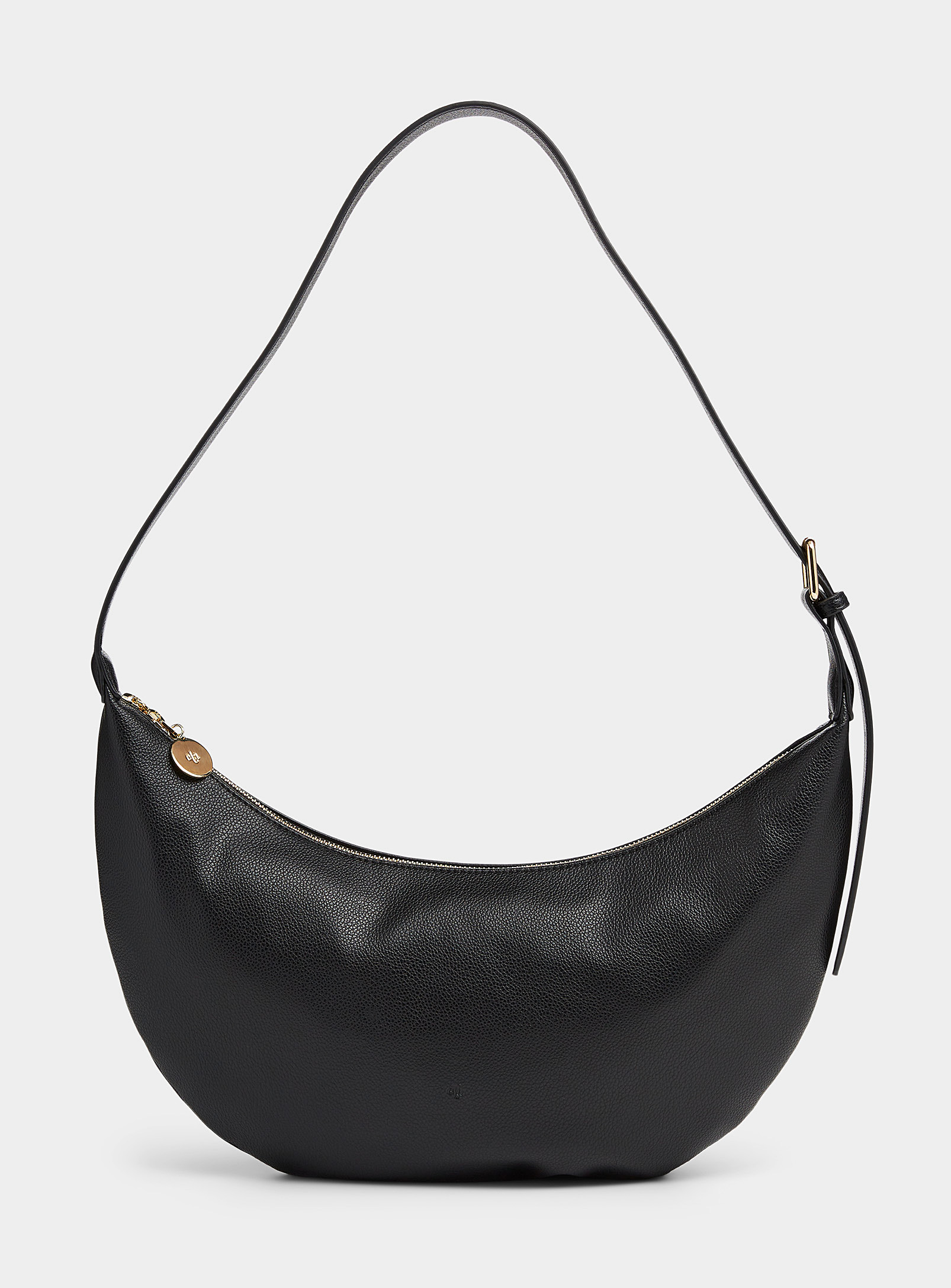 Ela Minimalist Crescent Saddle Bag In Black