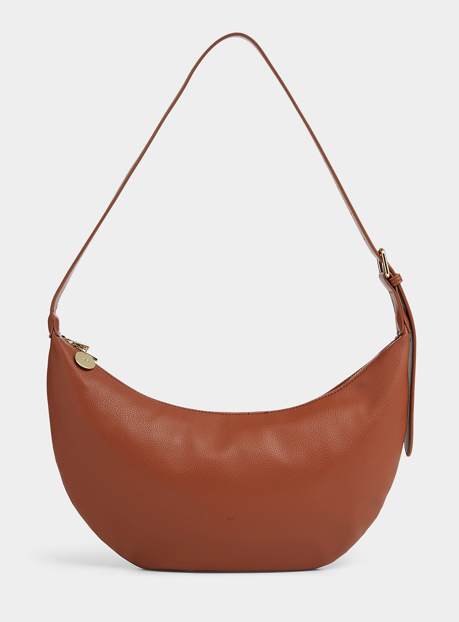 Ela Minimalist Crescent Saddle Bag In Brown