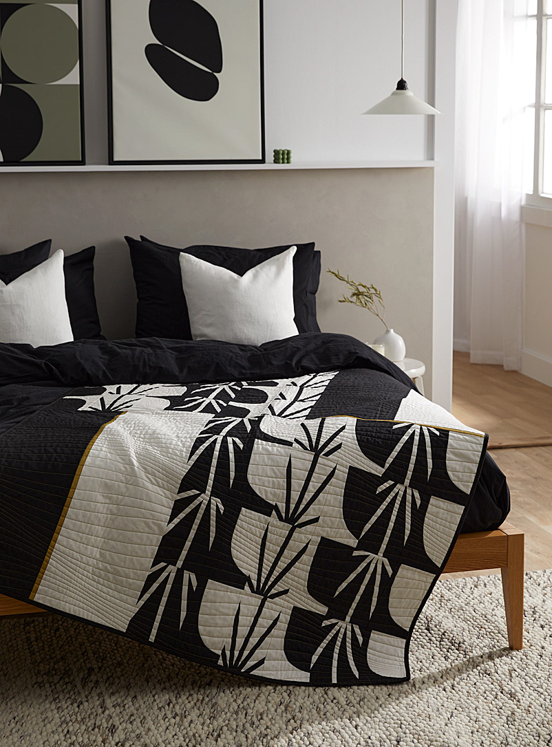 3rd Story Workshop Black and White Awaken quilted throw Single original