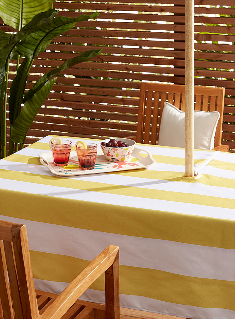 Simons Maison Patterned Yellow Sunshine striped umbrella tablecloth