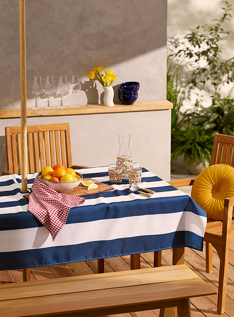 Simons Maison Patterned Blue Maritime striped umbrella tablecloth