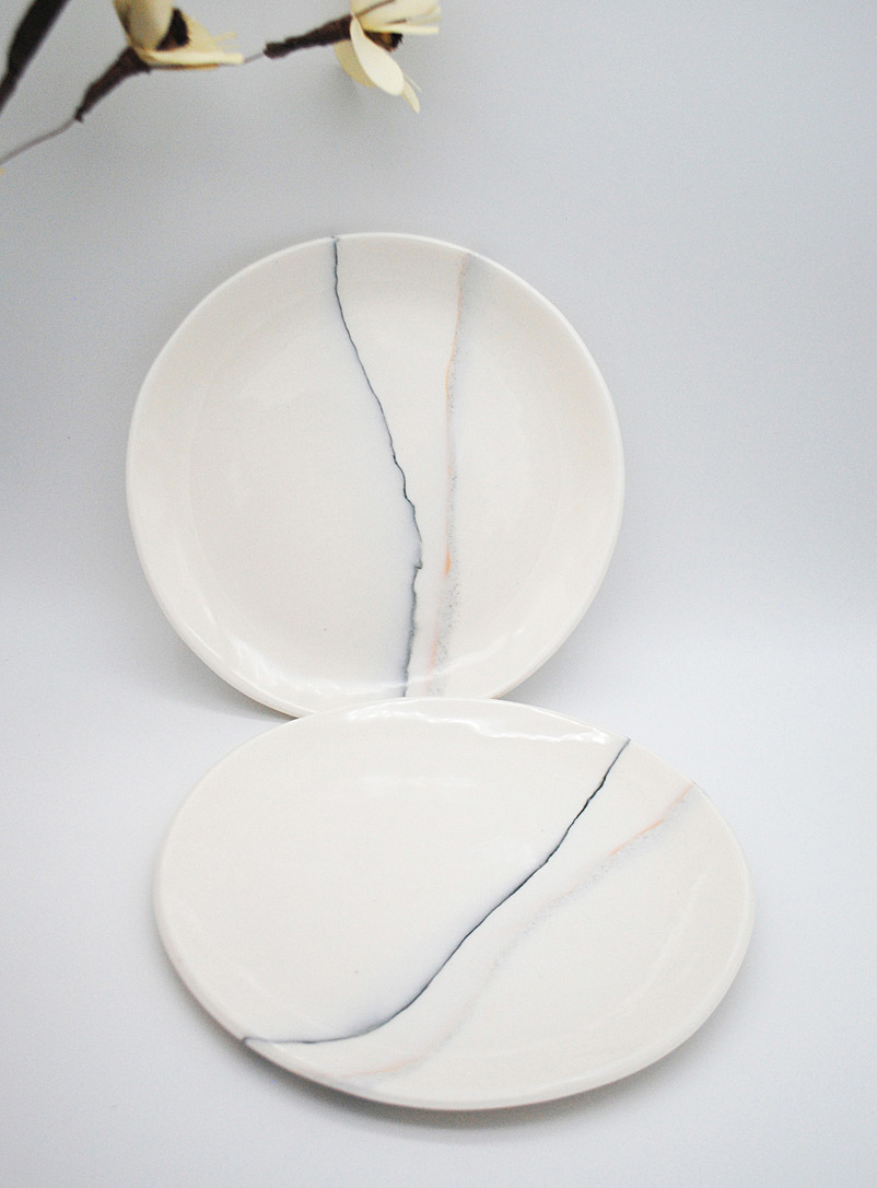 cuir ceramics White Terra salad plates Set of 2