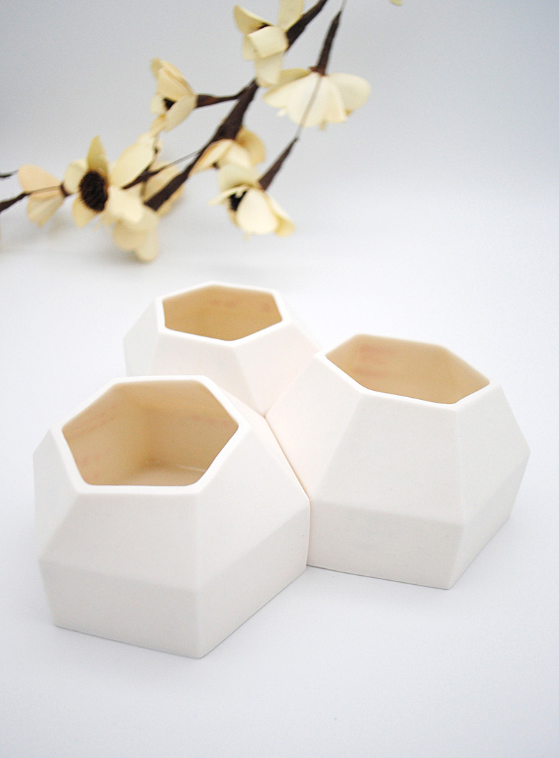 cuir ceramics White Barnacle tealight holders Set of 3