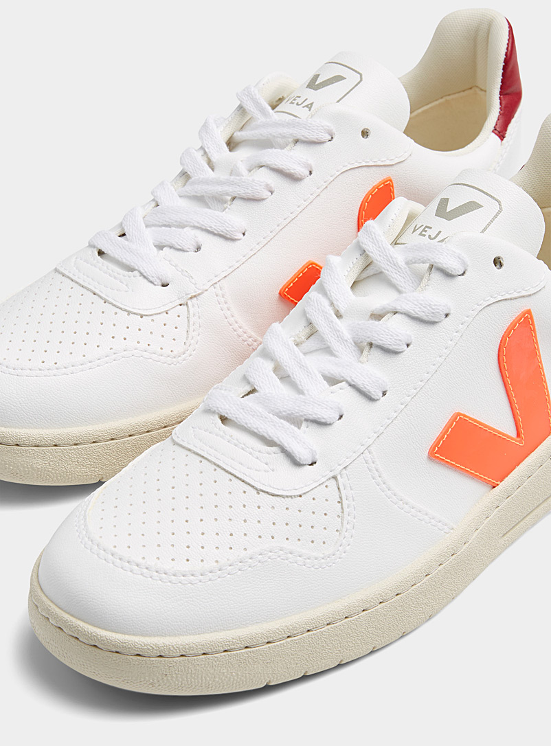 Veja White V-10 C.W.L. white-neon orange-marsala sneakers Men for men