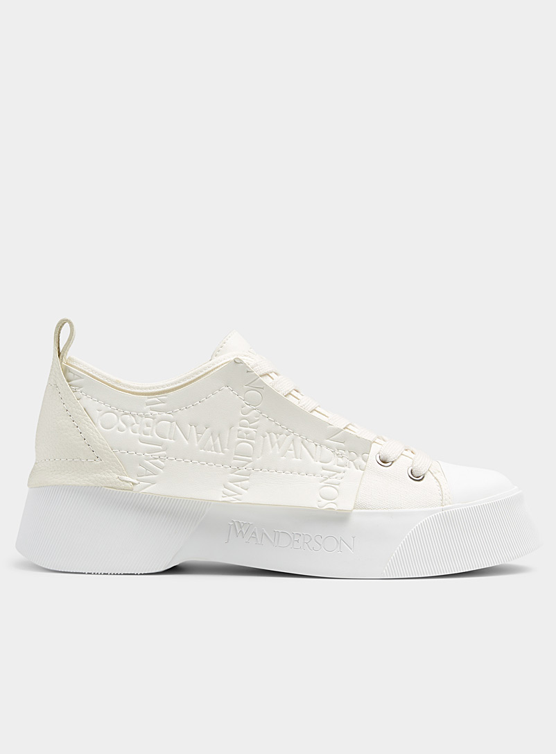 JW Anderson White White embossed leather-flap sneakers Men for men