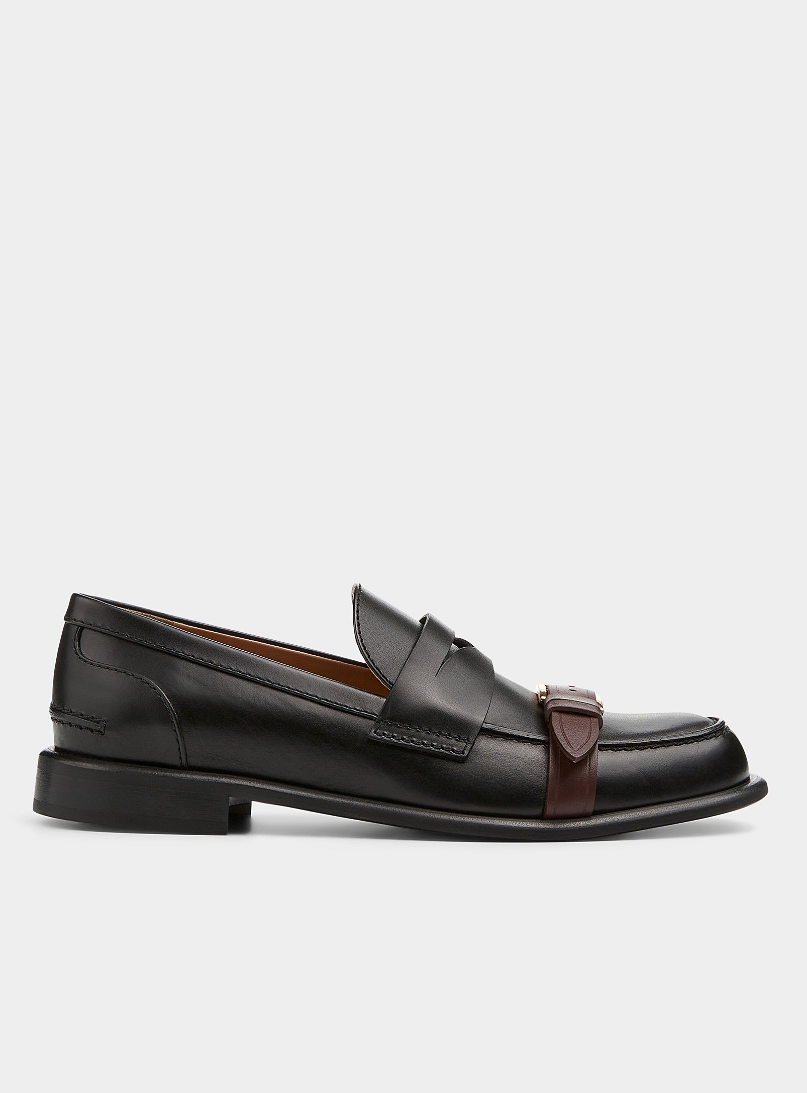 Jw Anderson Strap-detail Leather Loafers In Black