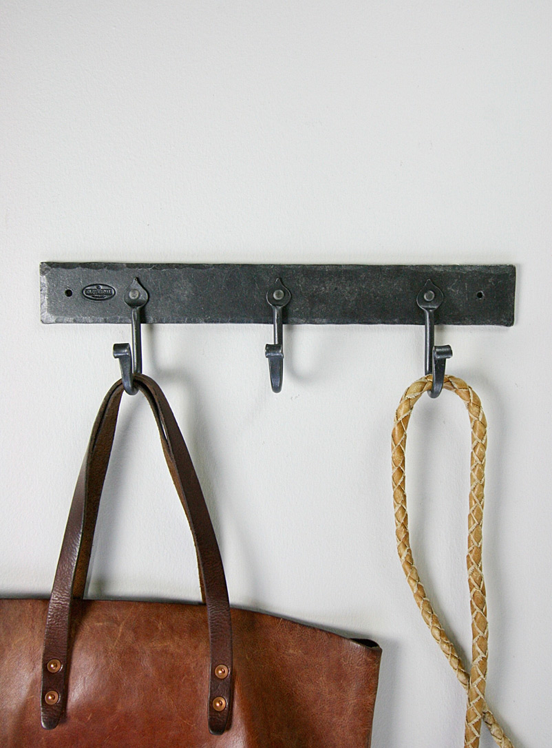 Three-hook forged wall rack, Cloverdale Forge