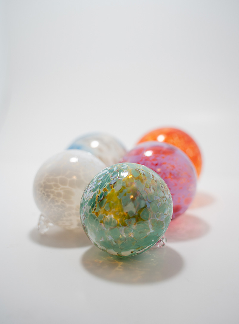 WhirlClassGlass: Les boules de Noël en verre soufflé coloré Ensemble de 4 Assorti