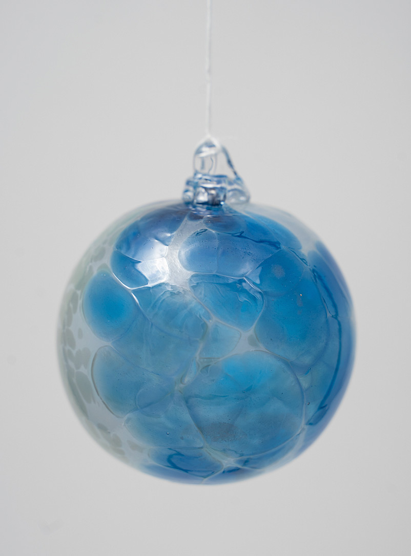WhirlClassGlass: La boule de Noël en verre soufflé coloré Bleu