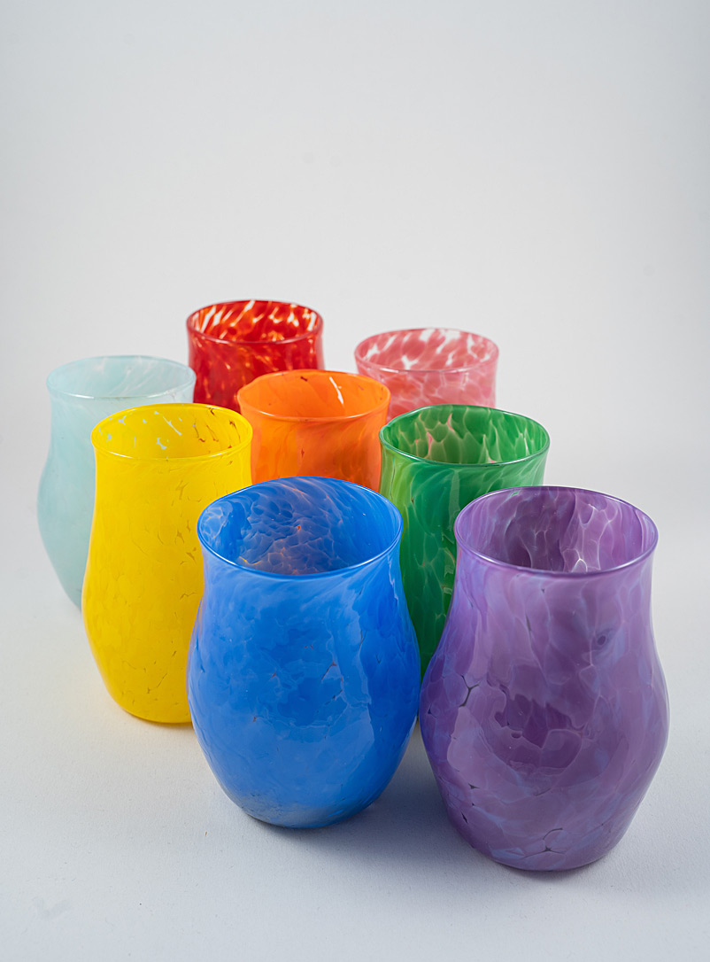 WhirlClassGlass Assorted Rainbow glasses Set of 8
