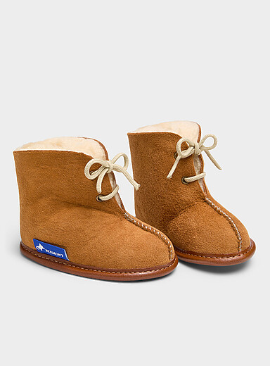 Baby leather lace-up bootie