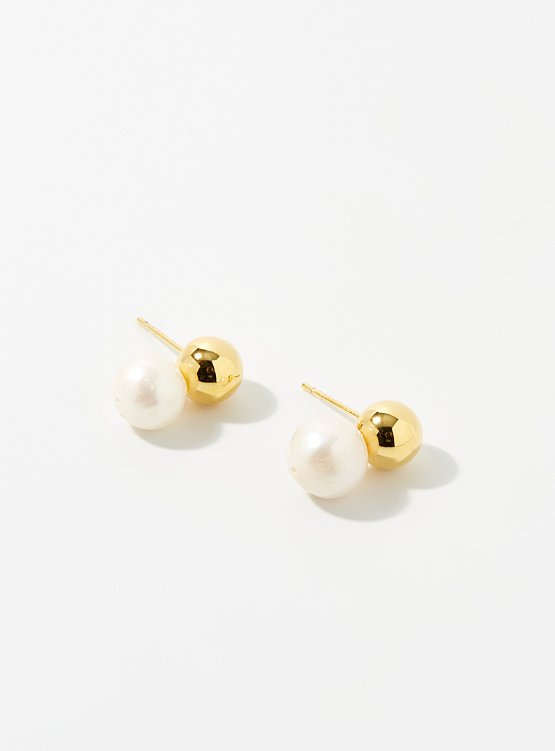 Simons White Gold and mother-of-pearl bead earrings for women