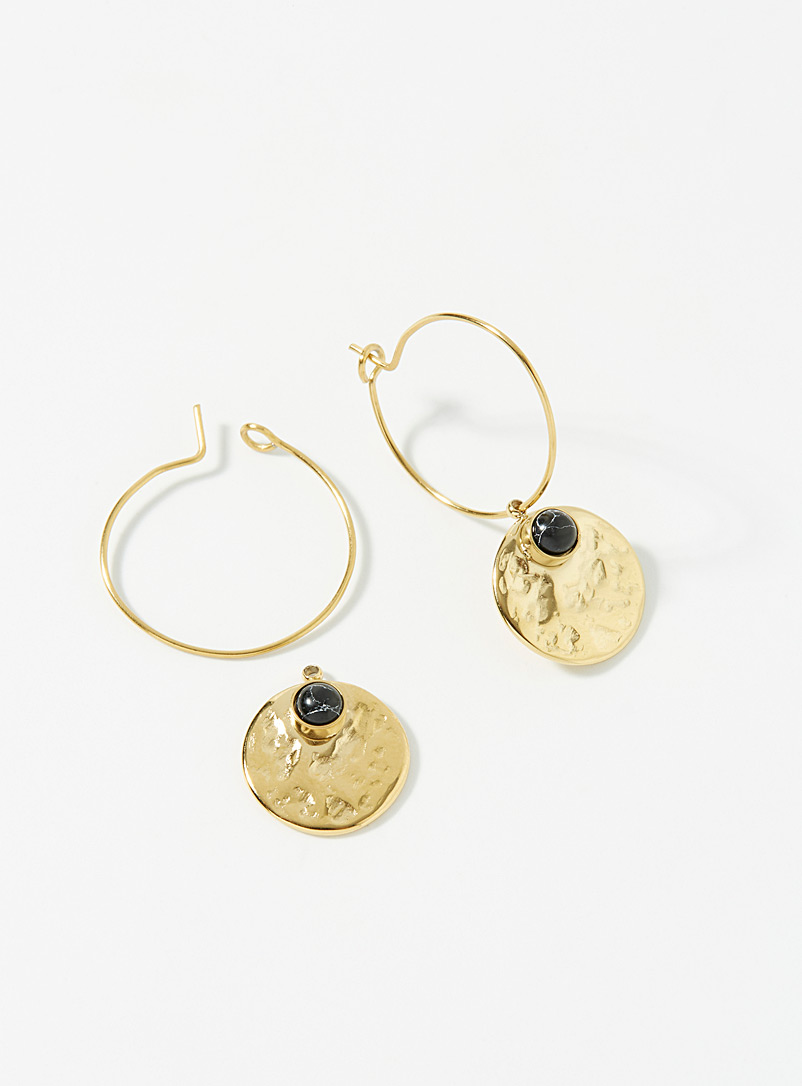 Simons Assorted Black stone hammered earrings for women