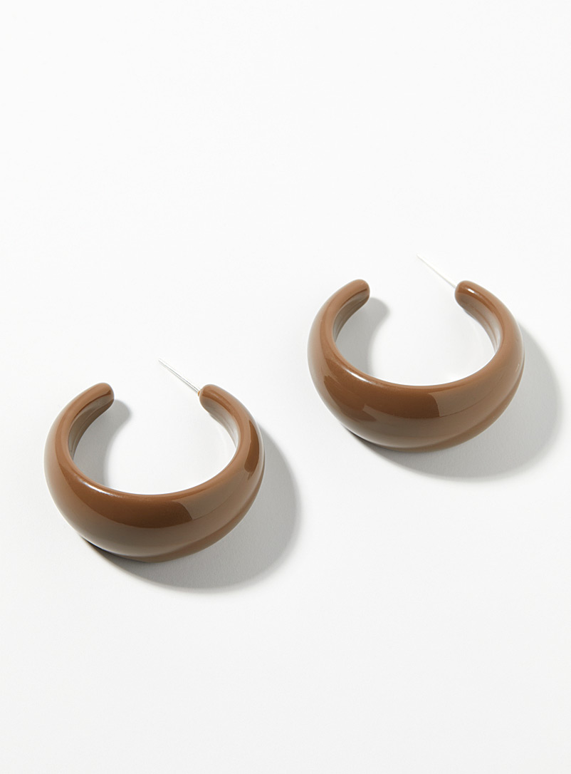 Simons Dark Brown Large coloured acrylic hoops for women