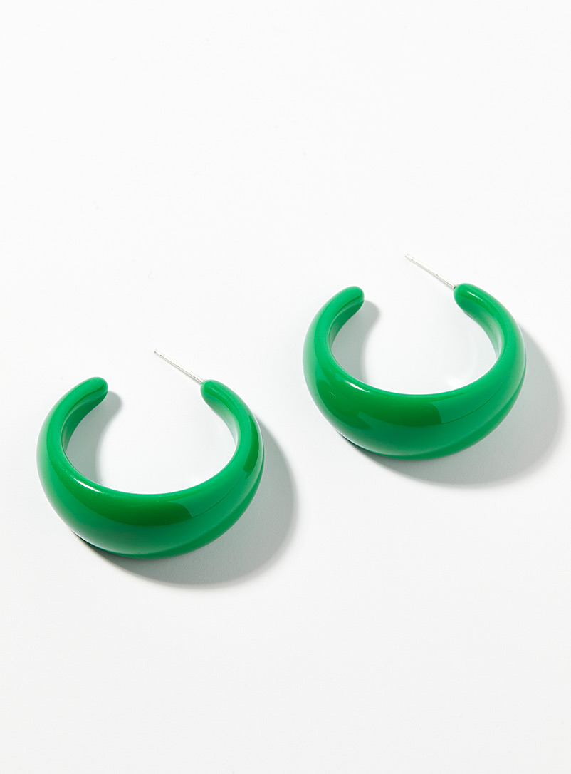 Simons: Les grands anneaux colorés en acrylique Vert irlandais - Émeraude pour femme