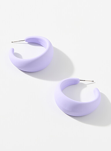Simons Off White Large coloured acrylic hoops for women