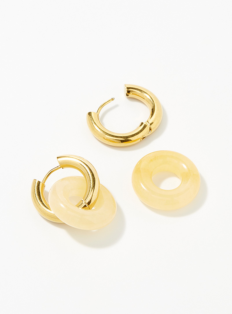 Simons Patterned Yellow Coloured hoop earrings for women