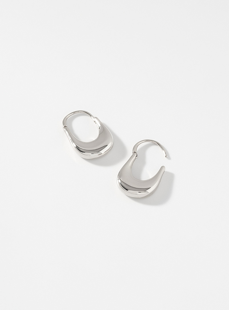 Simons Silver Flattened oval earrings for women