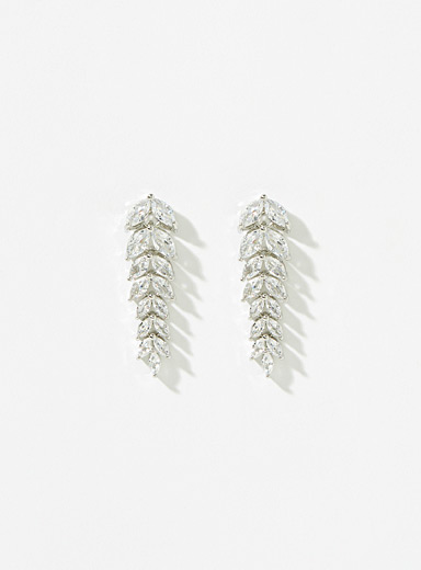 Crystal leaf pendant earrings