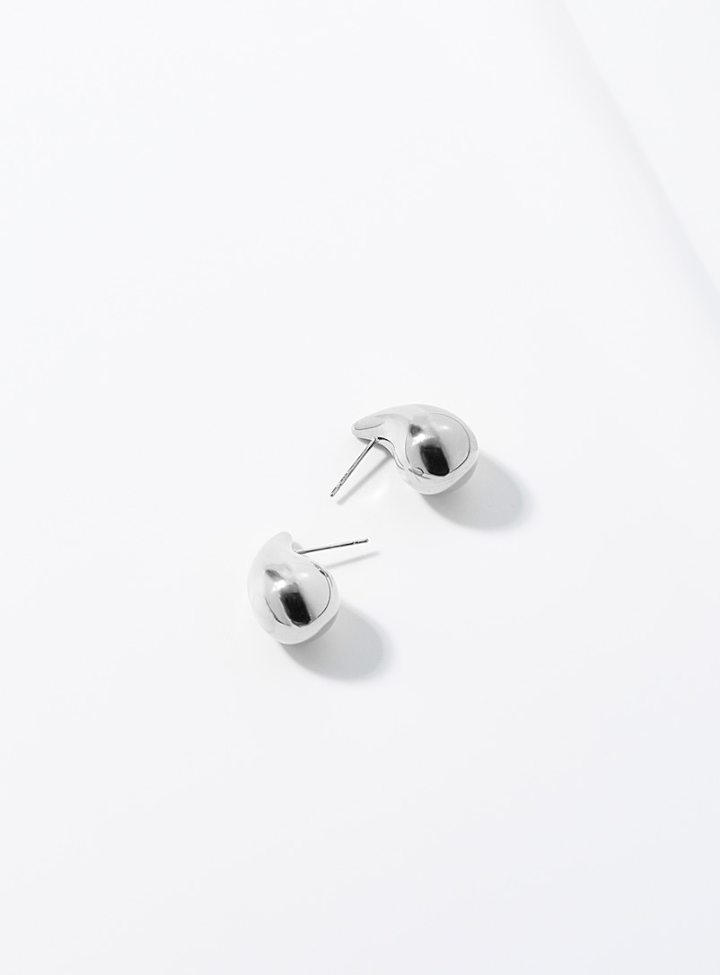 Simons Silver Shimmery teardrop earrings for women