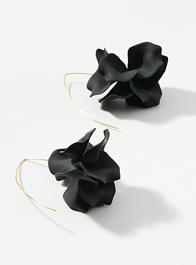 Statement Oversized Flower Earrings in Black and White