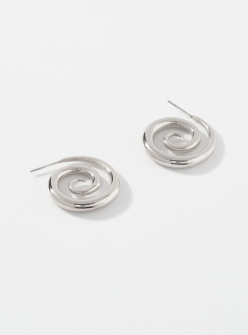 Simons Silver Spiral earrings for women