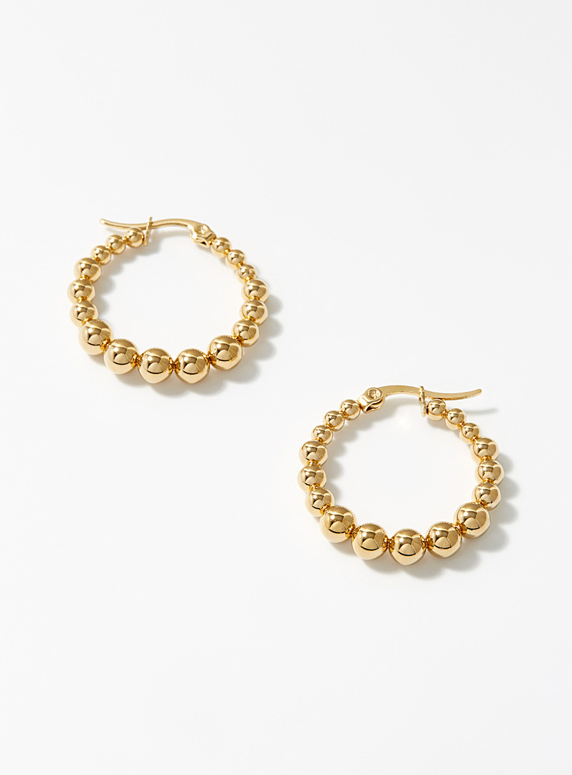 Simons Assorted Golden bead hoops for women