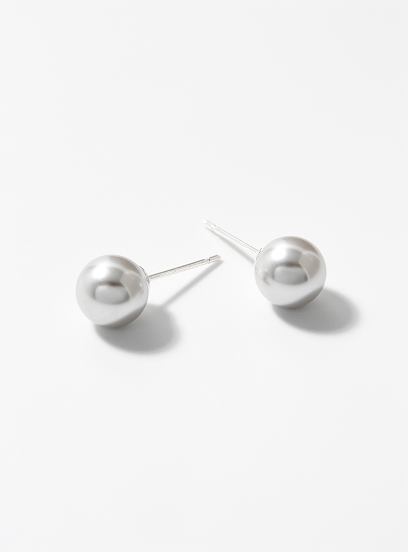 Simons Light Grey Pearly-bead earrings for women
